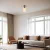 Stylish Chandelier with Metal Body & Glass Cap, 15 cm Diameter, 20 cm Height | E27 Socket, Max 40W, Matte Chrome & Amber Finish | Elegant Lighting for Home