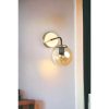 Stylish Wall Lamp with Metal Body & Glass Cap, Amber/Black/Gold, 15 cm Diameter, 25 cm Height, E27 Socket, IP20 | Perfect for Modern Decor