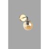 Stylish Wall Lamp with Metal Body & Glass Cap, Amber/Black/Gold, 15 cm Diameter, 25 cm Height, E27 Socket, IP20 | Perfect for Modern Decor