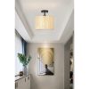 Elegant Chandelier with Metal Body & Bamboo Cap, 30 cm Diameter, 30 cm Height | E27 Socket, Max 40W, Oak & Black Finish | Stylish Lighting for Modern Spaces