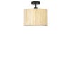 Elegant Chandelier with Metal Body & Bamboo Cap, 30 cm Diameter, 30 cm Height | E27 Socket, Max 40W, Oak & Black Finish | Stylish Lighting for Modern Spaces