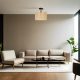 Elegant Chandelier with Metal Body & Bamboo Cap, 30 cm Diameter, 30 cm Height | E27 Socket, Max 40W | Gold, Black & Beige | Stylish Lighting for Any Room