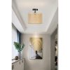 Elegant Chandelier with Metal Body & Bamboo Cap, 30 cm Diameter, 30 cm Height | E27 Socket, Max 40W | Gold, Black & Beige | Stylish Lighting for Any Room