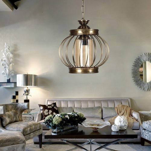 Glamorous Chandelier with Metal Body, Adjustable Height 60 cm, Glass Cap (28 cm Diameter, 23 cm Height) | E27 Socket, Max 40W | Elegant Lighting for Modern Spaces