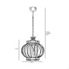 Glamorous Chandelier with Metal Body, Adjustable Height 60 cm, Glass Cap (28 cm Diameter, 23 cm Height) | E27 Socket, Max 40W | Elegant Lighting for Modern Spaces