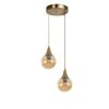 Elegant Amber & Gold Chandelier, Metal Body, Adjustable Height 70 cm, 25 cm Diameter, E27 Socket, Max 40W, IP20 | Perfect for Modern Decor & Ambiance