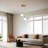 Elegant Metal Chandelier with Glass Cap, 25 cm Diameter, Adjustable Height 70 cm, E27 Socket, White & Gold Finish | Perfect for Modern Interiors