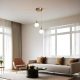 Elegant Metal Chandelier with Glass Cap, 25 cm Diameter, Adjustable Height 70 cm, E27 Socket, White & Gold Finish | Perfect for Modern Interiors