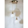 Elegant Metal Chandelier with Glass Cap, 25 cm Diameter, Adjustable Height 70 cm, E27 Socket, White & Gold Finish | Perfect for Modern Interiors