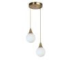 Elegant Metal Chandelier with Glass Cap, 25 cm Diameter, Adjustable Height 70 cm, E27 Socket, White & Gold Finish | Perfect for Modern Interiors