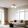 Elegant Chandelier with Metal Body & Glass Cap, 15 cm Diameter, 20 cm Height, 36 cm Length | E27 Socket, Max 40W, Matte Chrome & White Finish | Stylish Lighting for Modern Spaces