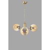 Elegant Amber & Gold Chandelier, Metal Body, 40 cm Diameter, 70 cm Height | E27 Socket, Max 40W, IP20 | Perfect for Modern Living Spaces & Dining Rooms