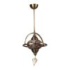 Elegant Metal Chandelier with Glass Cap, 25 cm Diameter, 65 cm Height | E27 Socket, Max 40W | Perfect for Oriental & Traditional Décor