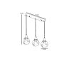 Opviq, 846STL5171, Elegant Metal Chandelier with Glass Cap, 15 cm Diameter, 55 cm Length, Adjustable Height, E27 Socket, White & Gold Finish | Perfect for Modern Spaces