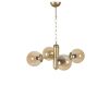 Elegant Amber & Gold Chandelier, Metal Body, 45 cm Diameter, 70 cm Height | E27 Socket, Max 40W, IP20 | Perfect for Modern Living Spaces & Dining Rooms