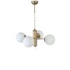 Elegant Metal Chandelier with Glass Cap, 45 cm Diameter, 70 cm Height | E27 Socket, Max 40W | White & Gold Finish, Perfect for Modern Interiors