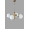 Elegant Metal Chandelier with Glass Cap, 45 cm Diameter, 70 cm Height | E27 Socket, Max 40W | White & Gold Finish, Perfect for Modern Interiors