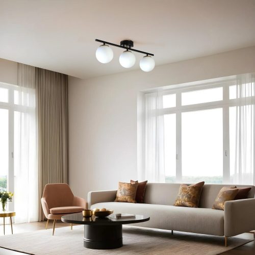 Elegant Black & White Chandelier, Metal Body, 15 cm Diameter, 20 cm Height, 56 cm Length, E27 Socket, Max 40W, Stylish Lighting for Modern Spaces