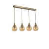 Elegant Amber & Gold Chandelier, Metal Body, 15 cm Diameter, 65 cm Length, Adjustable Height, E27 Socket, Max 40W, IP20 | Perfect for Modern Decor