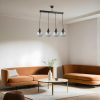 Elegant Metal Chandelier, Adjustable Height 65 cm, 15 cm Diameter, Black & Fume Finish, E27 Socket Max 40W, IP20 | Perfect for Modern Interiors