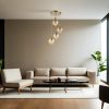 Elegant Amber & Gold Chandelier, Metal Body, 30 cm Diameter, Adjustable Height 70 cm, E27 Socket Max 40W, IP20 | Perfect for Modern Decor & Ambiance