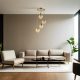 Elegant Amber & Gold Chandelier, Metal Body, 30 cm Diameter, Adjustable Height 70 cm, E27 Socket Max 40W, IP20 | Perfect for Modern Decor & Ambiance
