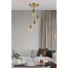 Elegant Amber & Gold Chandelier, Metal Body, 30 cm Diameter, Adjustable Height 70 cm, E27 Socket Max 40W, IP20 | Perfect for Modern Decor & Ambiance