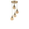 Elegant Amber & Gold Chandelier, Metal Body, 30 cm Diameter, Adjustable Height 70 cm, E27 Socket Max 40W, IP20 | Perfect for Modern Decor & Ambiance