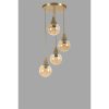 Elegant Amber & Gold Chandelier, Metal Body, 30 cm Diameter, Adjustable Height 70 cm, E27 Socket Max 40W, IP20 | Perfect for Modern Decor & Ambiance