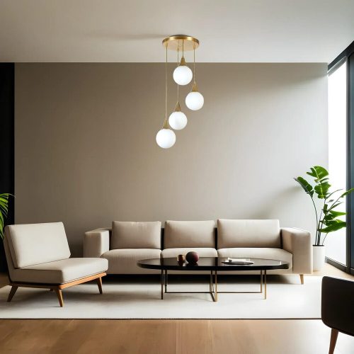 Elegant Metal Chandelier, White & Gold, 30 cm Diameter, Adjustable Height 70 cm | E27 Max 40W, IP20 | Perfect for Modern Living Spaces & Dining Areas