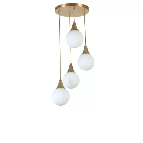Opviq, 846STL5170, Elegant metal chandelier, white and gold, diameter 30 cm, adjustable height 70 cm | E27 Max 40W, IP20 | Perfect for modern living spaces and dining rooms