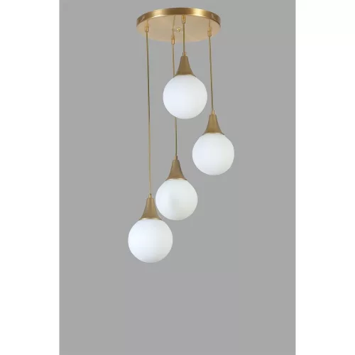 Opviq, 846STL5170, Elegant metal chandelier, white and gold, diameter 30 cm, adjustable height 70 cm | E27 Max 40W, IP20 | Perfect for modern living spaces and dining rooms