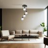 Elegant Black & White Chandelier, Metal Body, Adjustable Height 70 cm, 30 cm Diameter, E27 Socket Max 40W, Stylish Lighting for Modern Spaces