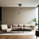 Elegant Metal Chandelier, Adjustable Height 70 cm, Black & Fume Finish, 30 cm Diameter, E27 Socket Max 40W, Stylish Lighting for Modern Spaces