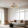 Elegant Amber & Gold Chandelier, Metal Body, 40 cm Diameter, 30 cm Height | E27 Socket, Max 40W, IP20 | Perfect for Modern Living Spaces & Dining Rooms