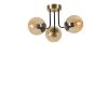 Elegant Amber & Gold Chandelier, Metal Body, 40 cm Diameter, 30 cm Height | E27 Socket, Max 40W, IP20 | Perfect for Modern Living Spaces & Dining Rooms