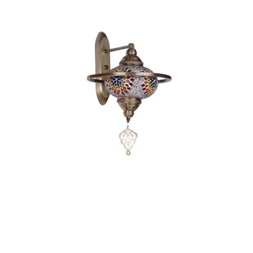 Opviq, 846STL2751, Elegant Wall Lamp with Metal Body & Glass Cap, 25 x 44 x 30 cm | Oven Dried Paint, E27 Socket Max 40W | Perfect for Oriental & Traditional Decor