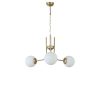 Elegant Metal Chandelier with Glass Cap, 65 cm Diameter, 70 cm Height | E27 Socket, Max 40W | White & Gold Finish, Perfect for Modern Interiors
