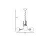 Elegant Metal Chandelier with Glass Cap, 65 cm Diameter, 70 cm Height | E27 Socket, Max 40W | White & Gold Finish, Perfect for Modern Interiors