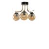 Elegant Amber & Black Chandelier, Metal Body, 50 cm Diameter, 32 cm Height, E27 Socket Max 40W, IP20 | Perfect for Modern Living Spaces & Dining Rooms