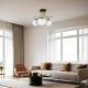 Elegant Black & White Chandelier, Metal Body, 50 cm Diameter, 32 cm Height | E27 Socket, Max 40W, IP20 | Perfect for Modern Living Spaces