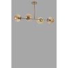 Elegant Amber & Gold Chandelier, Metal Body, 90 cm Length, 15 cm Cap Diameter, E27 Socket, 65 cm Height | Stylish Lighting for Modern Spaces, IP20 Rated