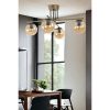 Elegant Metal Chandelier, Gold & Black with Amber Glass Cap, 70 cm Diameter, 40 cm Height, E27 Socket, Max 40W, IP20 | Perfect for Modern Spaces