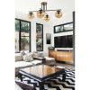 Elegant Metal Chandelier, Gold & Black with Amber Glass Cap, 70 cm Diameter, 40 cm Height, E27 Socket, Max 40W, IP20 | Perfect for Modern Spaces