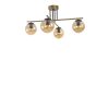 Elegant Metal Chandelier, Gold & Black with Amber Glass Cap, 70 cm Diameter, 40 cm Height, E27 Socket, Max 40W, IP20 | Perfect for Modern Spaces