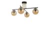 Elegant Amber & Black Chandelier, Metal Body, 70 cm Diameter, 40 cm Height | E27 Socket, Max 40W | Stylish Lighting for Modern Spaces, IP20 Rated