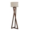 Elegant Walnut Floor Lamp, 150 cm Height, Wooden Body, Fabric Cap, E27 Socket, 40W Max | Stylish Lighting for Modern Living Spaces & Offices