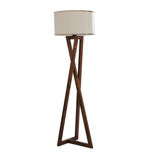 Elegant Walnut Floor Lamp, 150 cm Height, Wooden Body, Fabric Cap, E27 Socket, 40W Max | Stylish Lighting for Modern Living Spaces & Offices