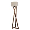 Elegant Copper Floor Lamp, Wooden Body, 150 cm Height, 45 cm Fabric Cap, E27 Socket, On/Off Switch | Stylish Lighting for Modern Home Decor