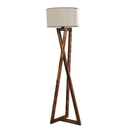 Elegant Copper Floor Lamp, Wooden Body, 150 cm Height, 45 cm Fabric Cap, E27 Socket, On/Off Switch | Stylish Lighting for Modern Home Decor